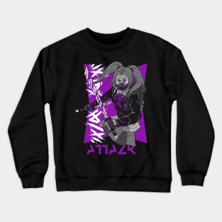 Anime Ninja Girl Design, For Truly Anime Lovers! Anime Samurai Girl, Manga Samurai Girl, Katana Crewneck Sweatshirt